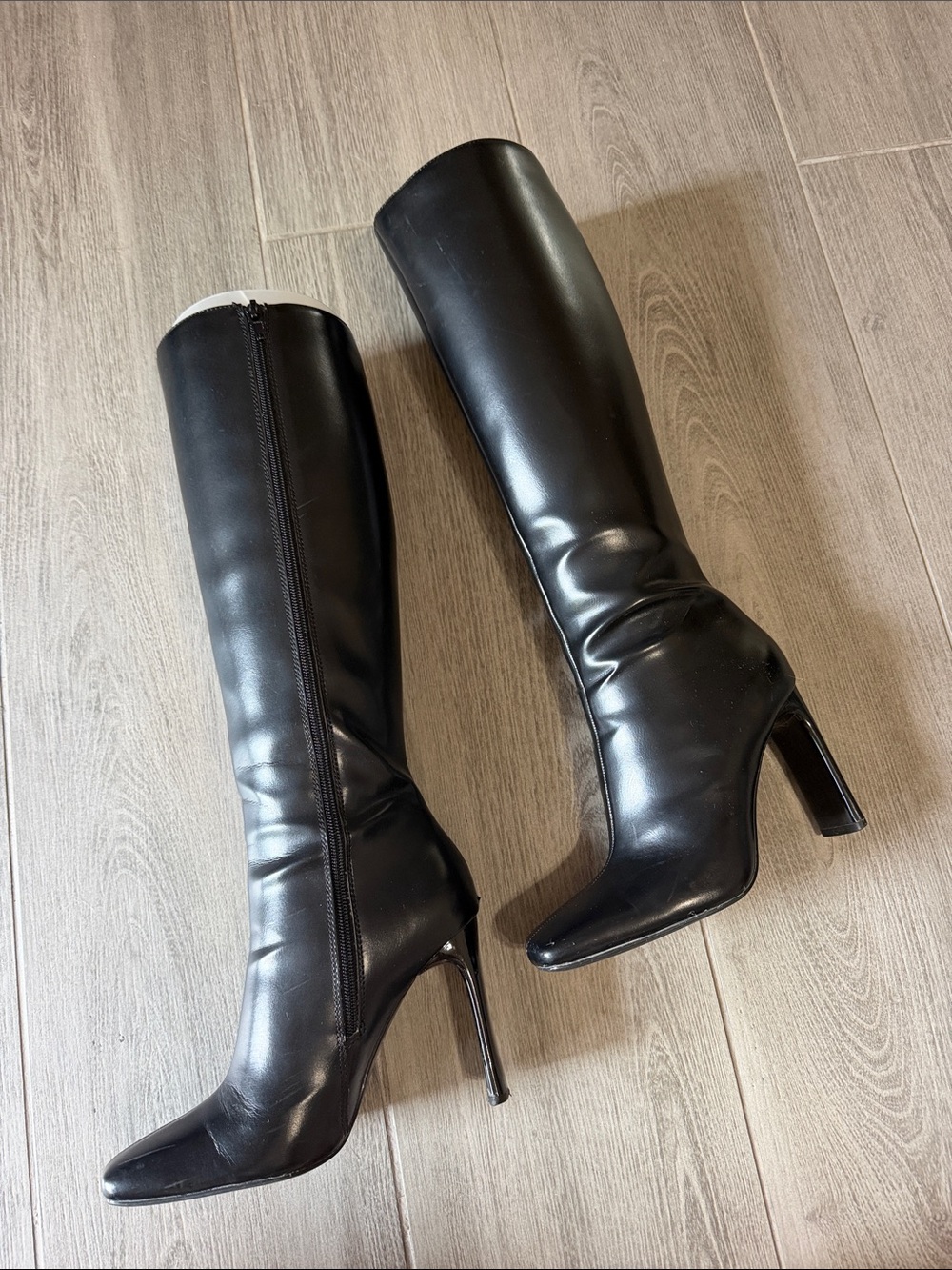 Zara Black Knee-High Leather Boots